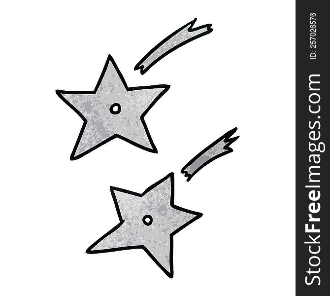 Textured Cartoon Doodle Of Ninja Throwing Stars