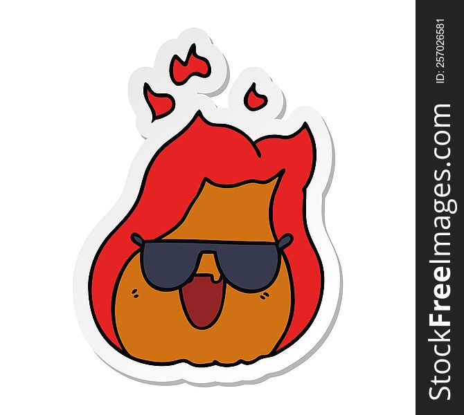 Sticker Cartoon Kawaii Flames In Shades