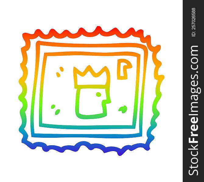Rainbow Gradient Line Drawing Carton Stamp