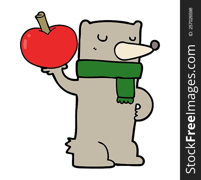 cartoon bear with apple