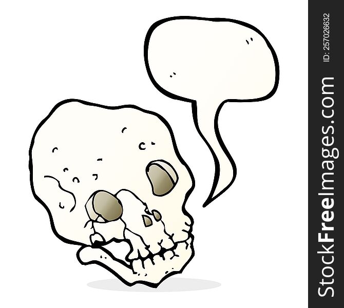 cartoon spooky skull with speech bubble