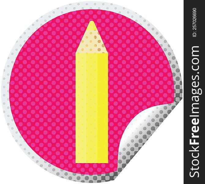 yellow coloring pencil graphic vector illustration circular sticker. yellow coloring pencil graphic vector illustration circular sticker