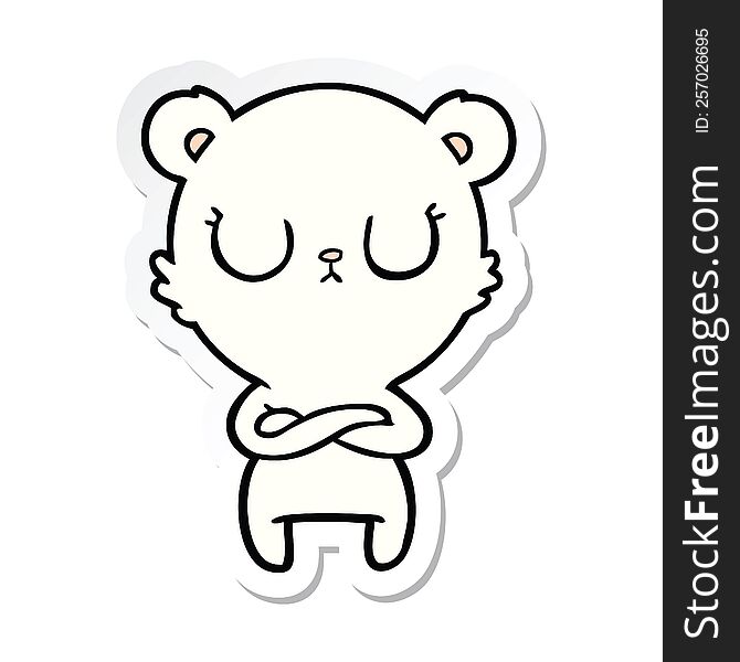 Sticker Of A Peaceful Cartoon Polar Bear