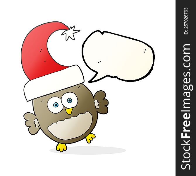 Speech Bubble Cartoon Little Christmas Owl