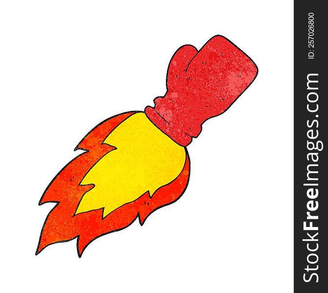 freehand textured cartoon boxing glove flaming punch