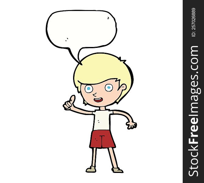 cartoon boy giving thumbs up symbol with speech bubble