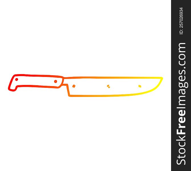 warm gradient line drawing of a cartoon kitchen knife