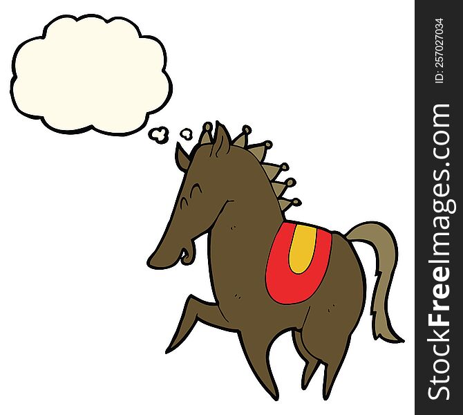 cartoon prancing horse with thought bubble