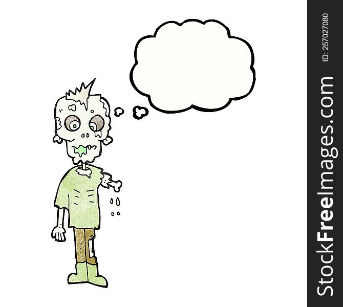 freehand drawn thought bubble textured cartoon zombie