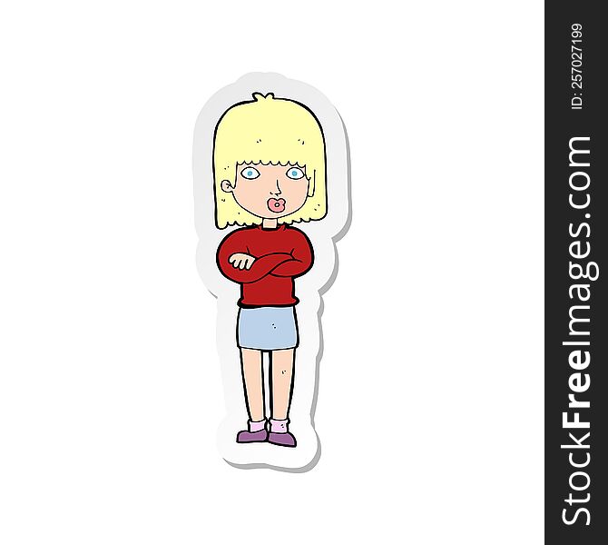 sticker of a cartoon impatient woman