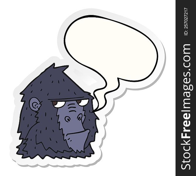 cartoon angry gorilla face and speech bubble sticker