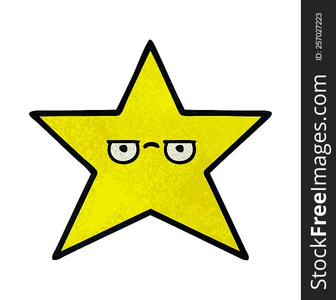 Retro Grunge Texture Cartoon Gold Star