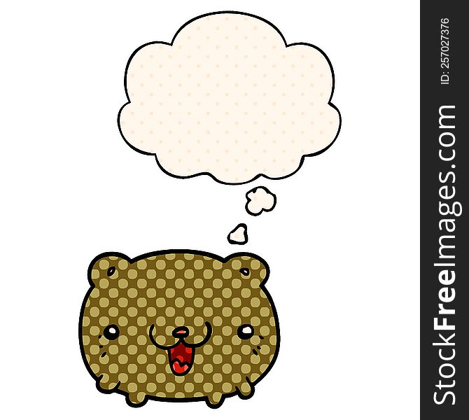 Funny Cartoon Bear And Thought Bubble In Comic Book Style