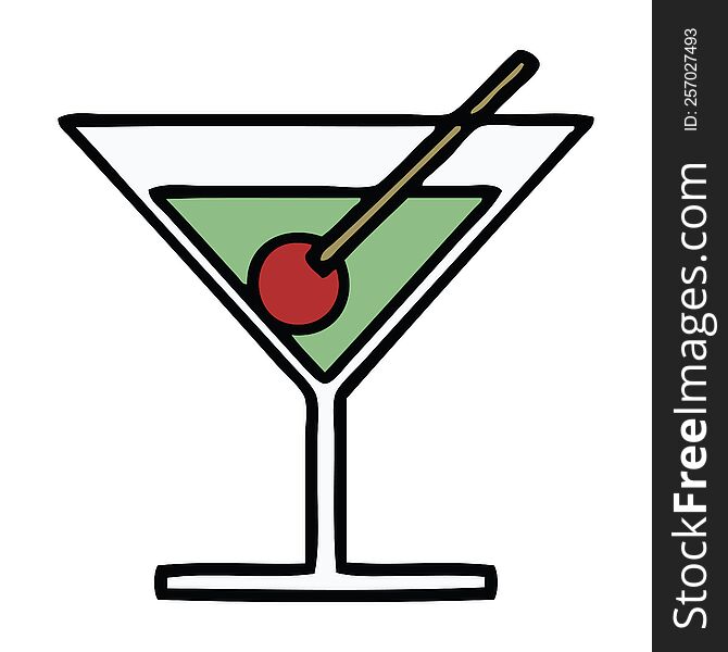 cute cartoon of a fancy cocktail. cute cartoon of a fancy cocktail