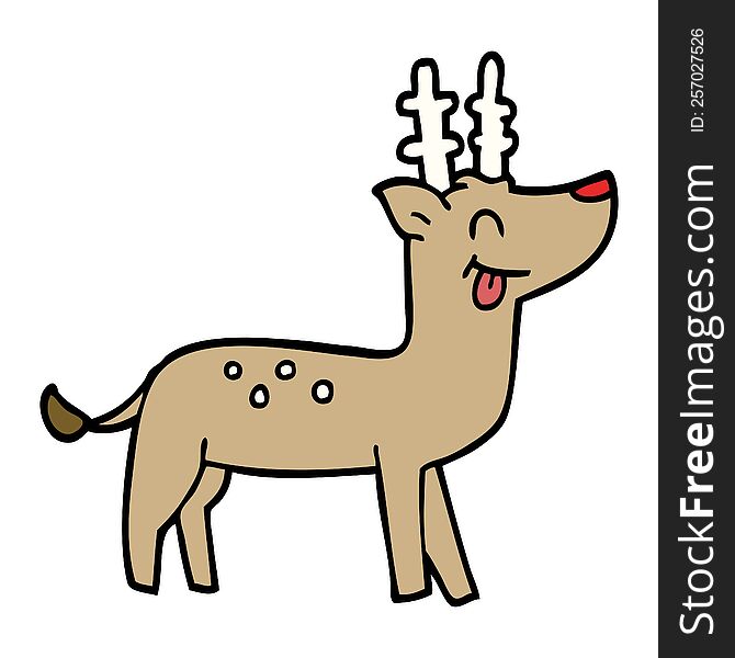 cartoon doodle happy reindeer