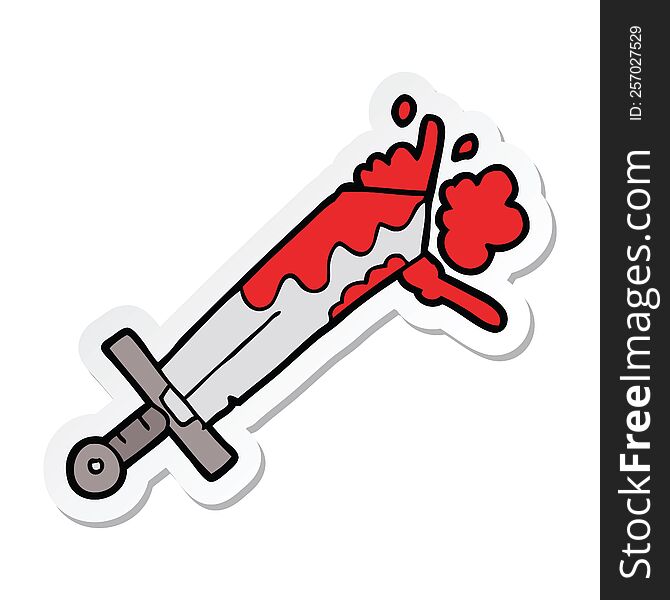 sticker of a bloody cartoon sword