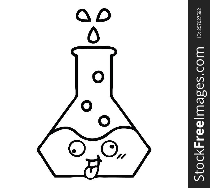 line drawing cartoon of a science beaker