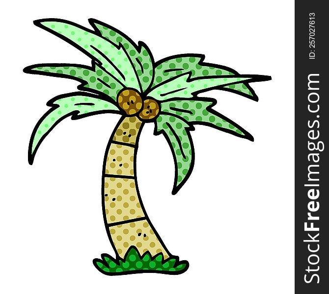 cartoon doodle palm tree