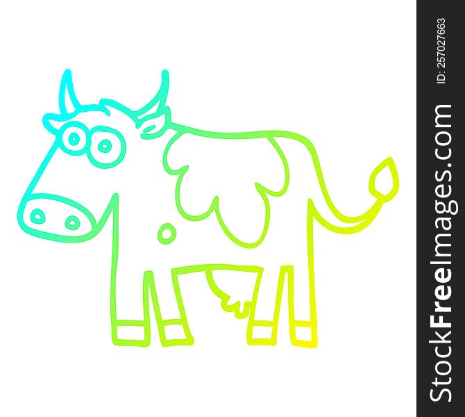 cold gradient line drawing cartoon farm cow