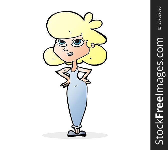cartoon girl with hands on hips