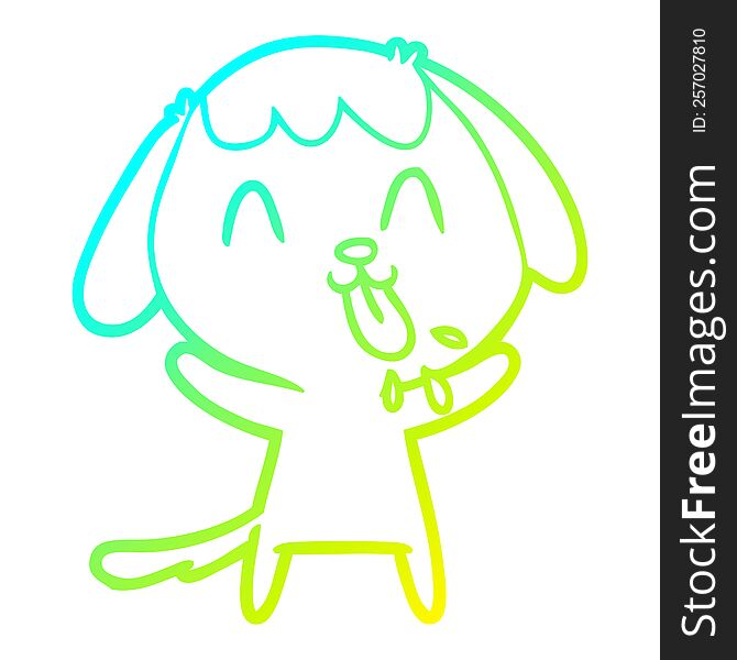 Cold Gradient Line Drawing Cute Cartoon Dog