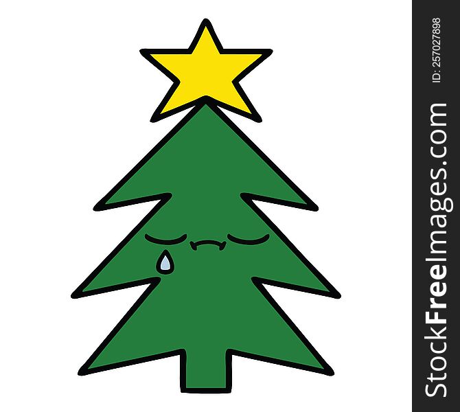 cute cartoon of a christmas tree. cute cartoon of a christmas tree