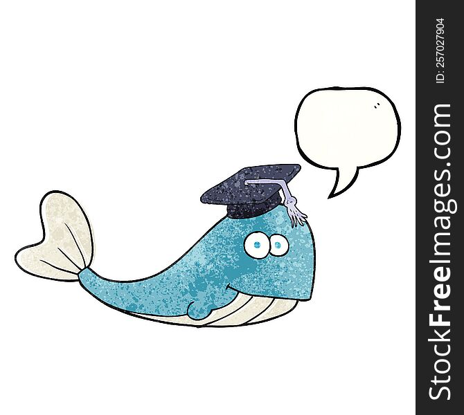 freehand speech bubble textured cartoon whale graduate