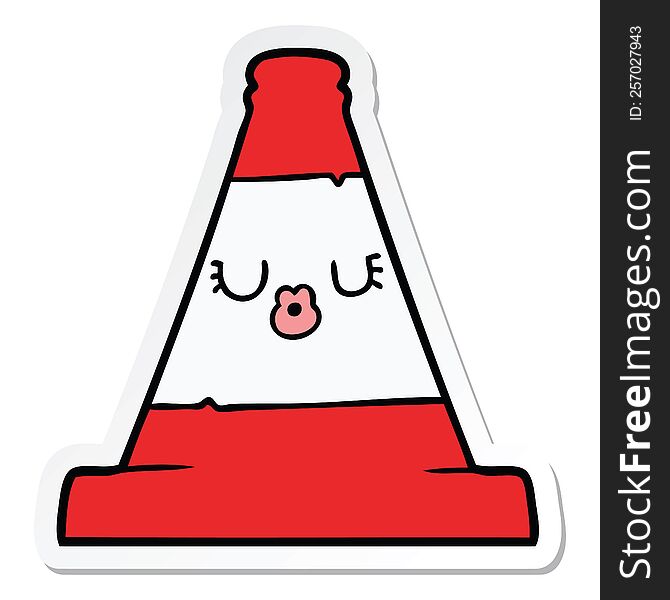 sticker of a cartoon road traffic cone