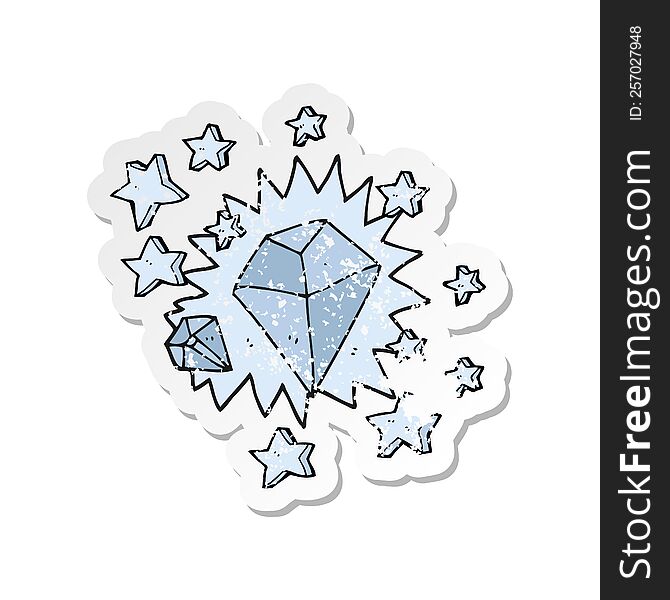retro distressed sticker of a cartoon sparkling diamond