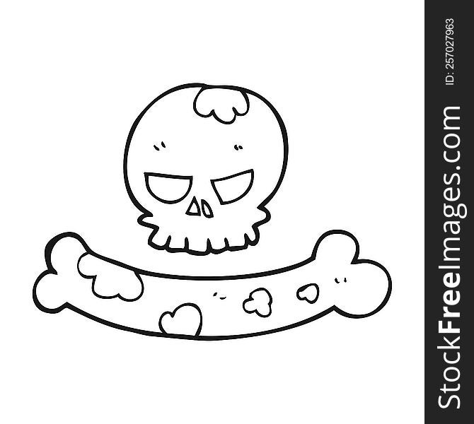 Black And White Cartoon Skull And Bone Symbol