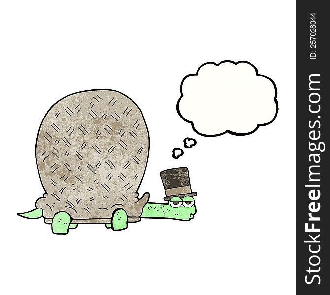 freehand drawn thought bubble textured cartoon tortoise