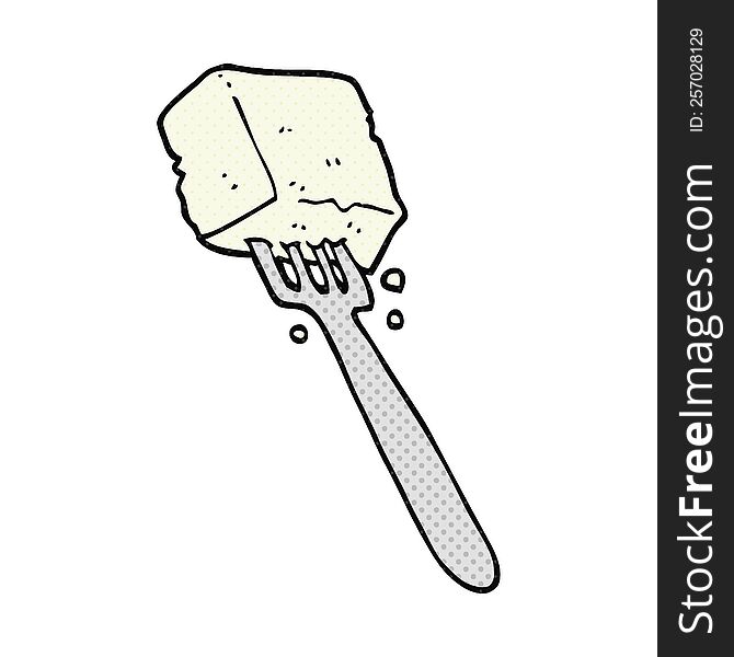 cartoon tofu on fork