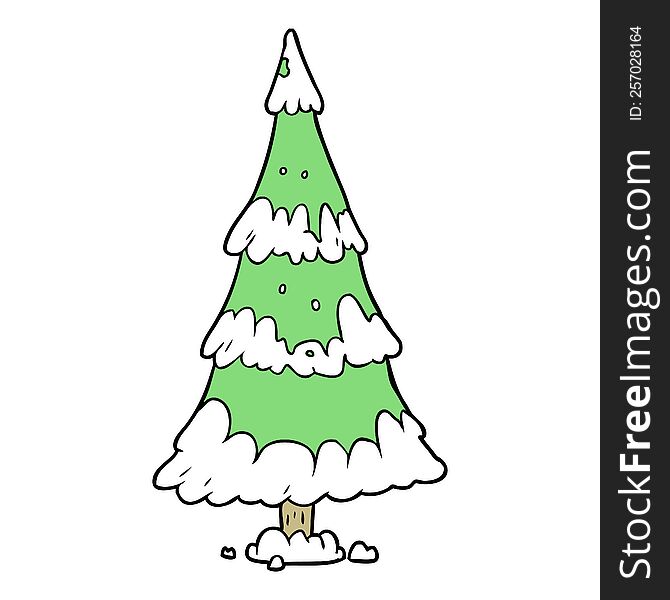 cartoon snowy christmas tree. cartoon snowy christmas tree