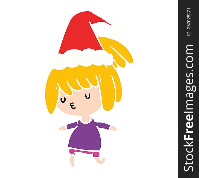 hand drawn christmas cartoon of kawaii girl