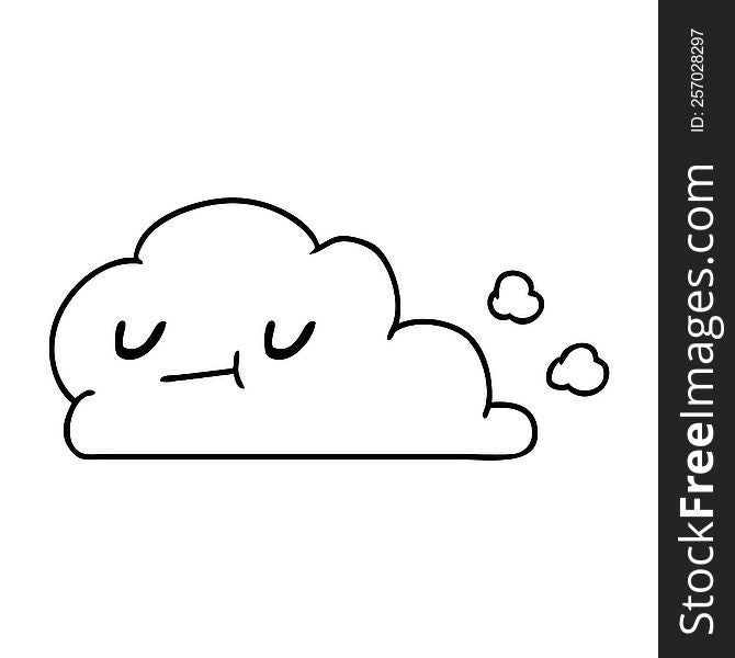 Line Drawing Of Kawaii Happy Cloud