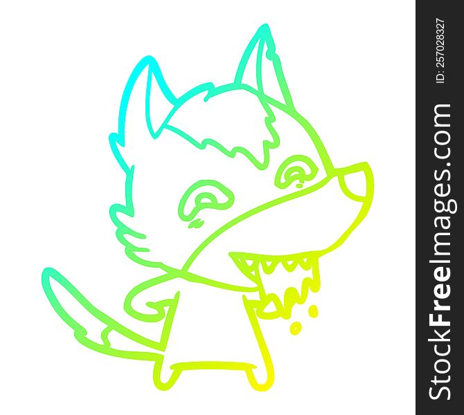 Cold Gradient Line Drawing Cartoon Hungry Wolf