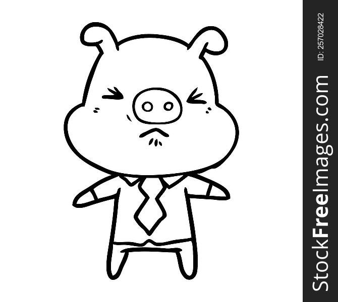 cartoon angry pig in shirt and tie. cartoon angry pig in shirt and tie