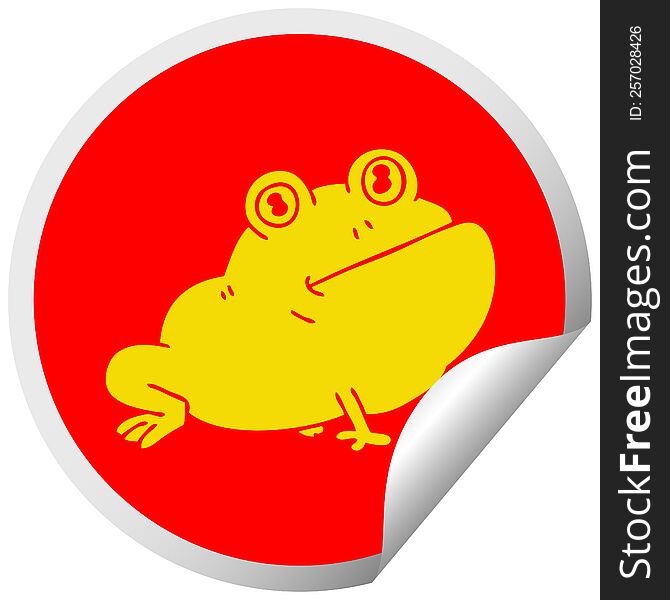 circular peeling sticker quirky cartoon frog. circular peeling sticker quirky cartoon frog