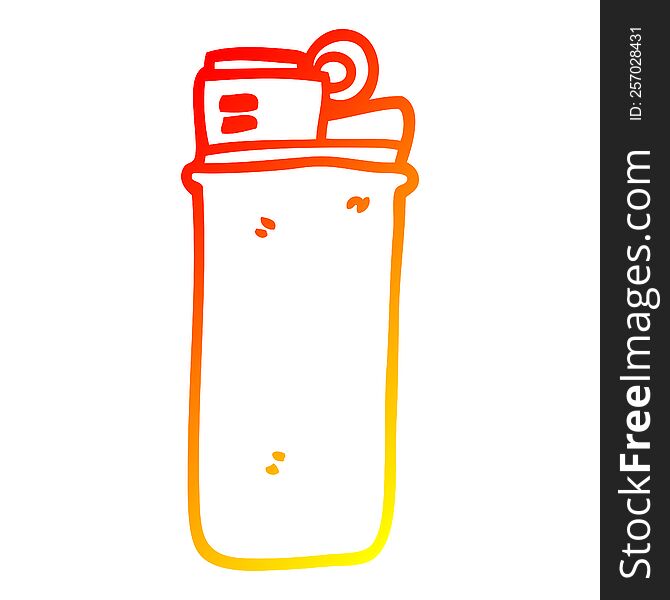 warm gradient line drawing of a cartoon disposable lighter