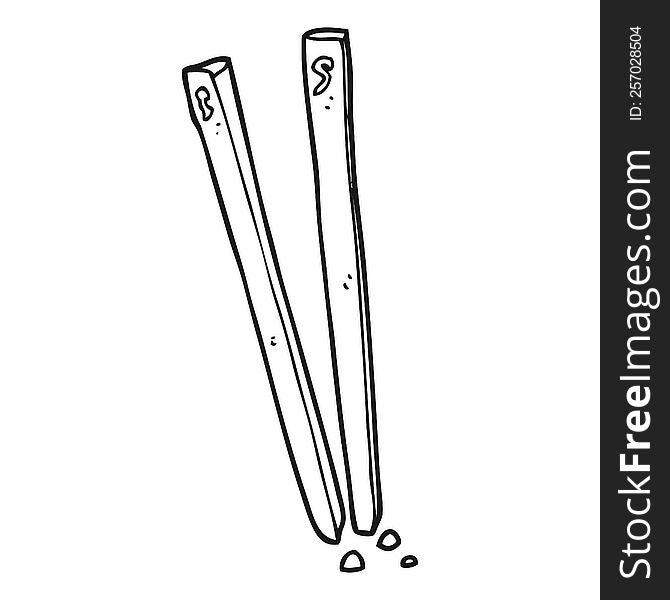 freehand drawn black and white cartoon chopsticks