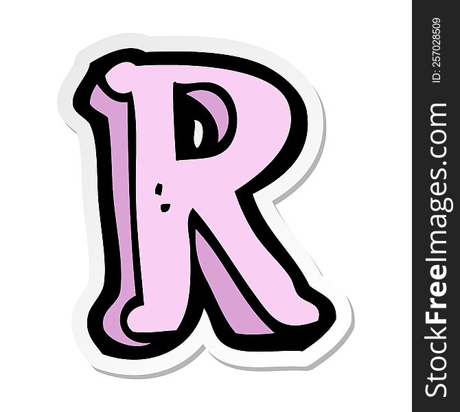 Sticker Of A Cartoon Letter R