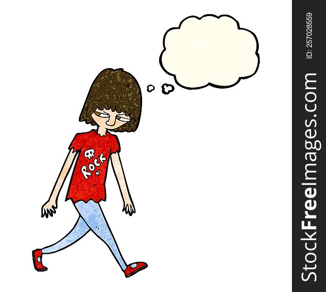 cartoon teenager with thought bubble