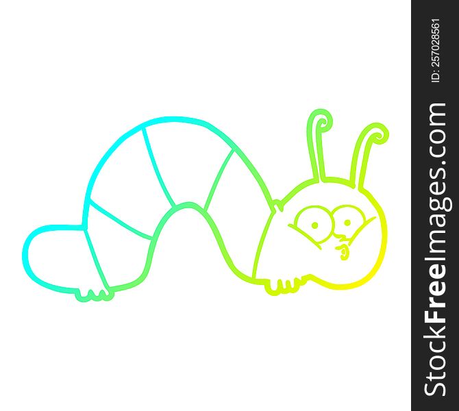 cold gradient line drawing of a cartoon caterpillar