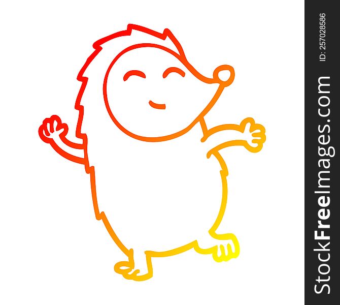 Warm Gradient Line Drawing Cartoon Dancing Hedgehog