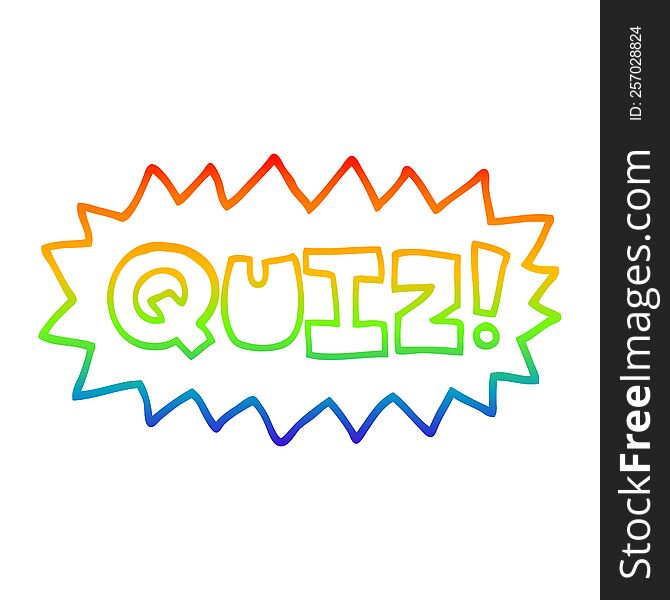 rainbow gradient line drawing of a cartoon quiz sign