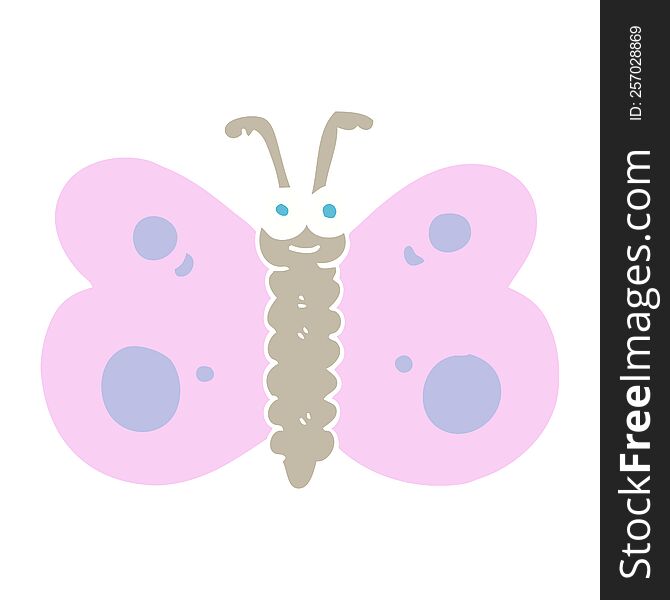 Flat Color Illustration Of A Cartoon Butterfly