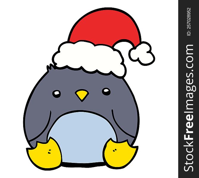 cute cartoon penguin wearing christmas hat