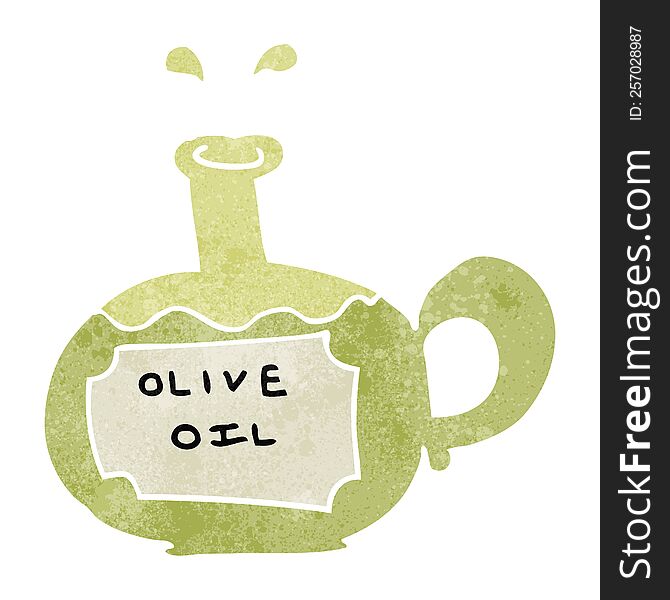 freehand retro cartoon olive oil