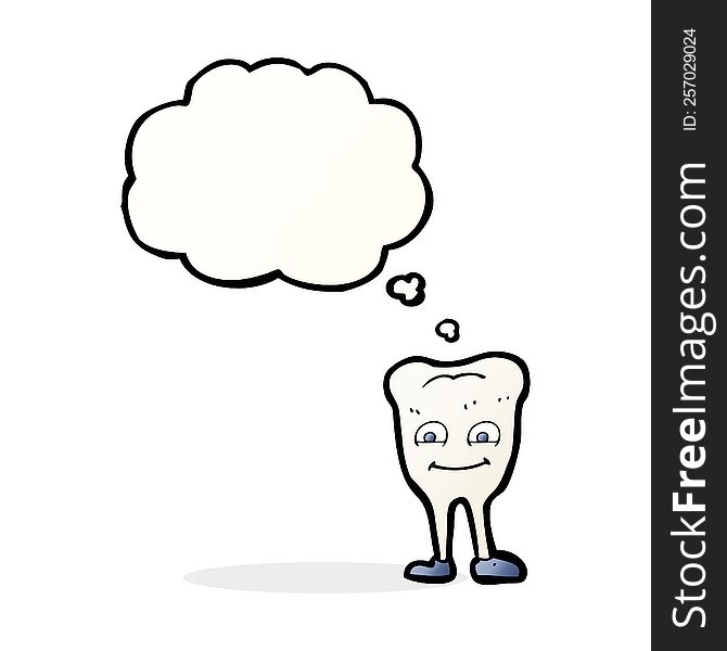 cartoon tooth   with thought bubble