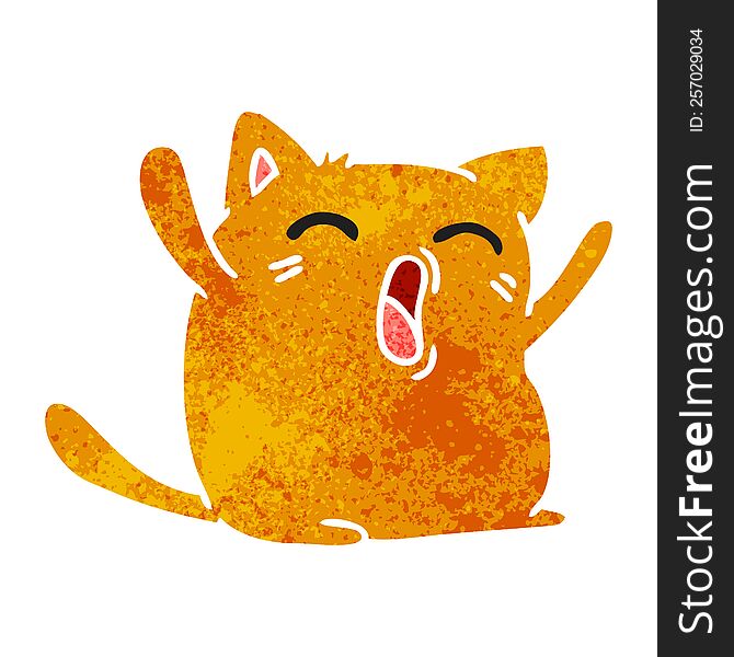 Retro Cartoon Of Cute Kawaii Cat
